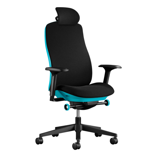 Una sedia da gaming Herman Miller Vantum in blu Abyss vista di fronte.