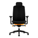 Vista frontale di una sedia da gaming Herman Miller Vantum in arancione Helio.