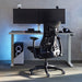 Una sedia da gioco Herman Miller X Logitech Embody in nero come parte di una configurazione di gioco.